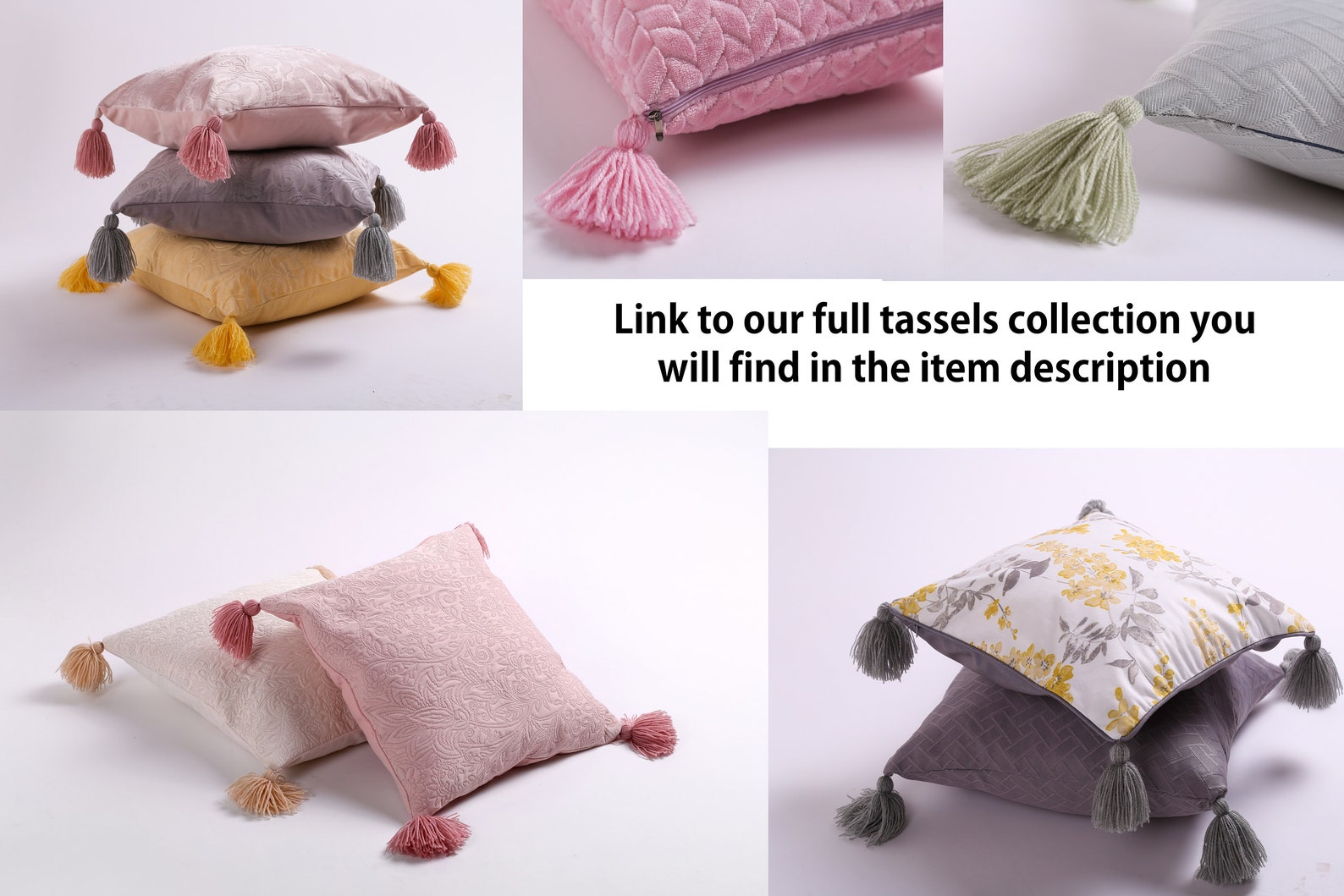 Green pillow with tassels Decorative satin cushion Handmade Etsy