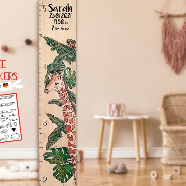 Personalized Wooden Growth Chart Girl Etsy