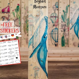 Nautical Whale on Wood Growth Height Chart for Babies, Personalized  Ruler, Boho Ocean Life Sea Yard Stick, Nursery Ocean Blue Wall Hanging