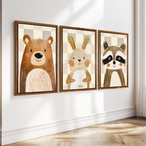 Framed Woodland Nursery Prints Set of 3, Baby Room Wall Decor, Woodland Nursery Wall Art Framed, Woodland Baby Animal Prints for Nursery