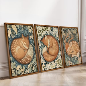 Framed Woodland Nursery Prints Set of 3, Baby Room Wall Decor, Woodland Nursery Wall Art Framed, Woodland Baby Animal Prints for Nursery