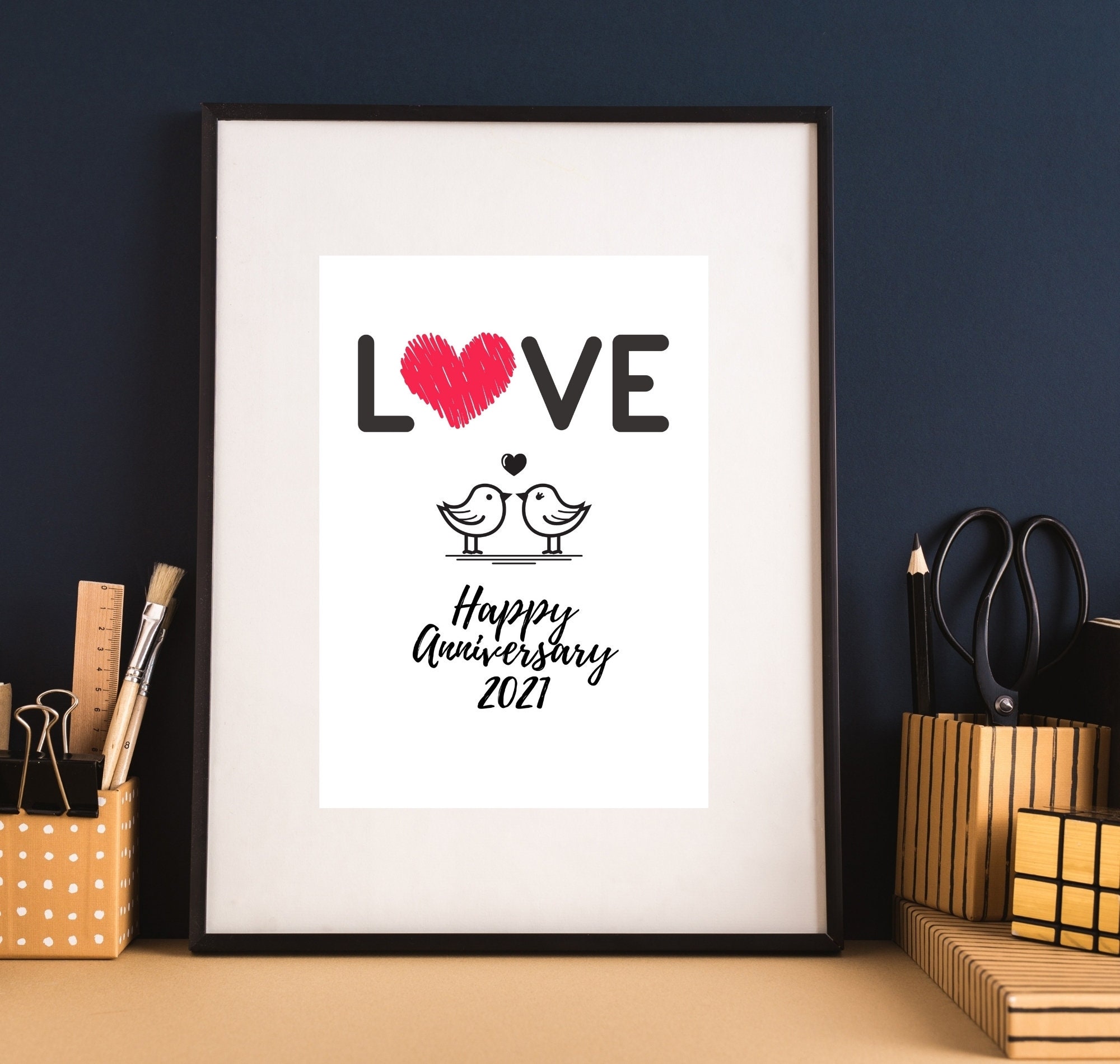 Love Wall Art Happy Anniversary Poster Love Art Print Home Etsy