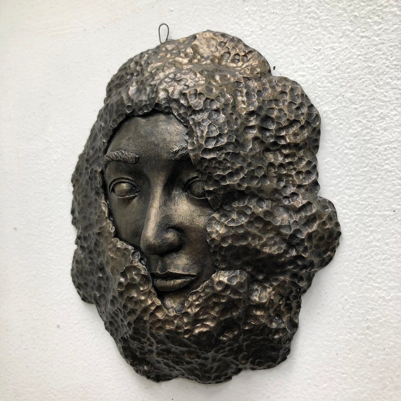 Bronze Effect Painted Face Sculpture Art Wall Hanging Wall Etsy UK