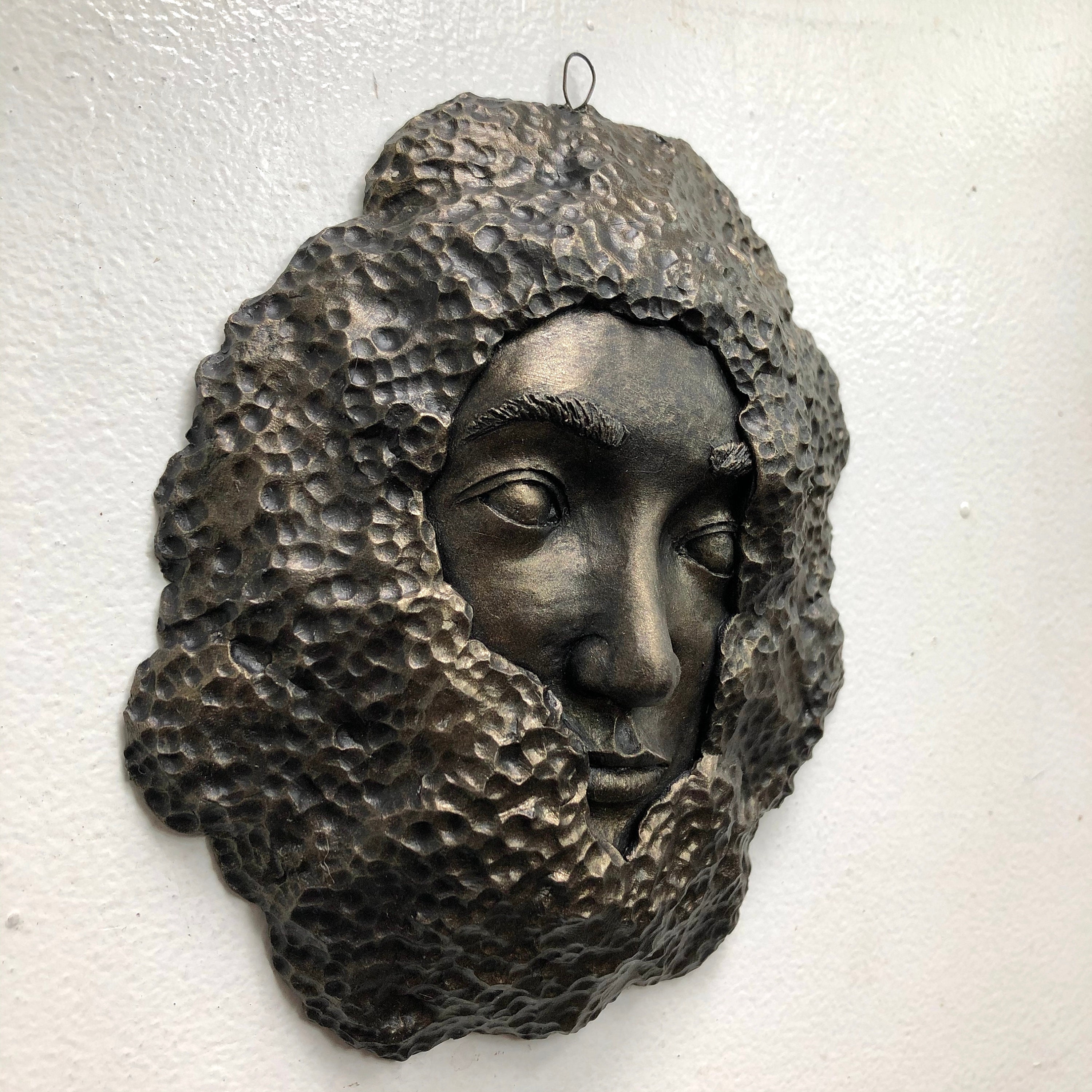 Bronze Effect Painted Face Sculpture Art Wall Hanging Wall Etsy