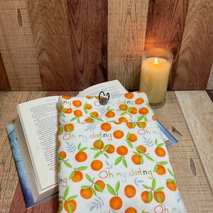 Large Flannel Oh My Darling Clementine Book Sleeve With Pocket, Tablet Sleeve, Tablet Cover, Book Cover