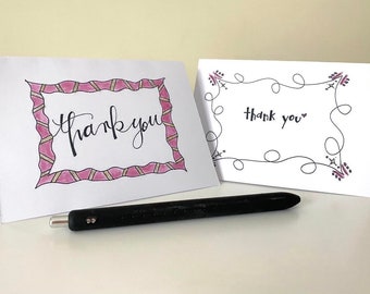 the 'pink doodles' thank you card set