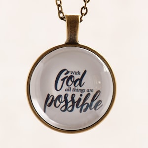 Necklace Pendant Round Brass, Cadeau individuel Toutes les occasions, Christian Jewelry Women Youth, Bible Bible Verse,