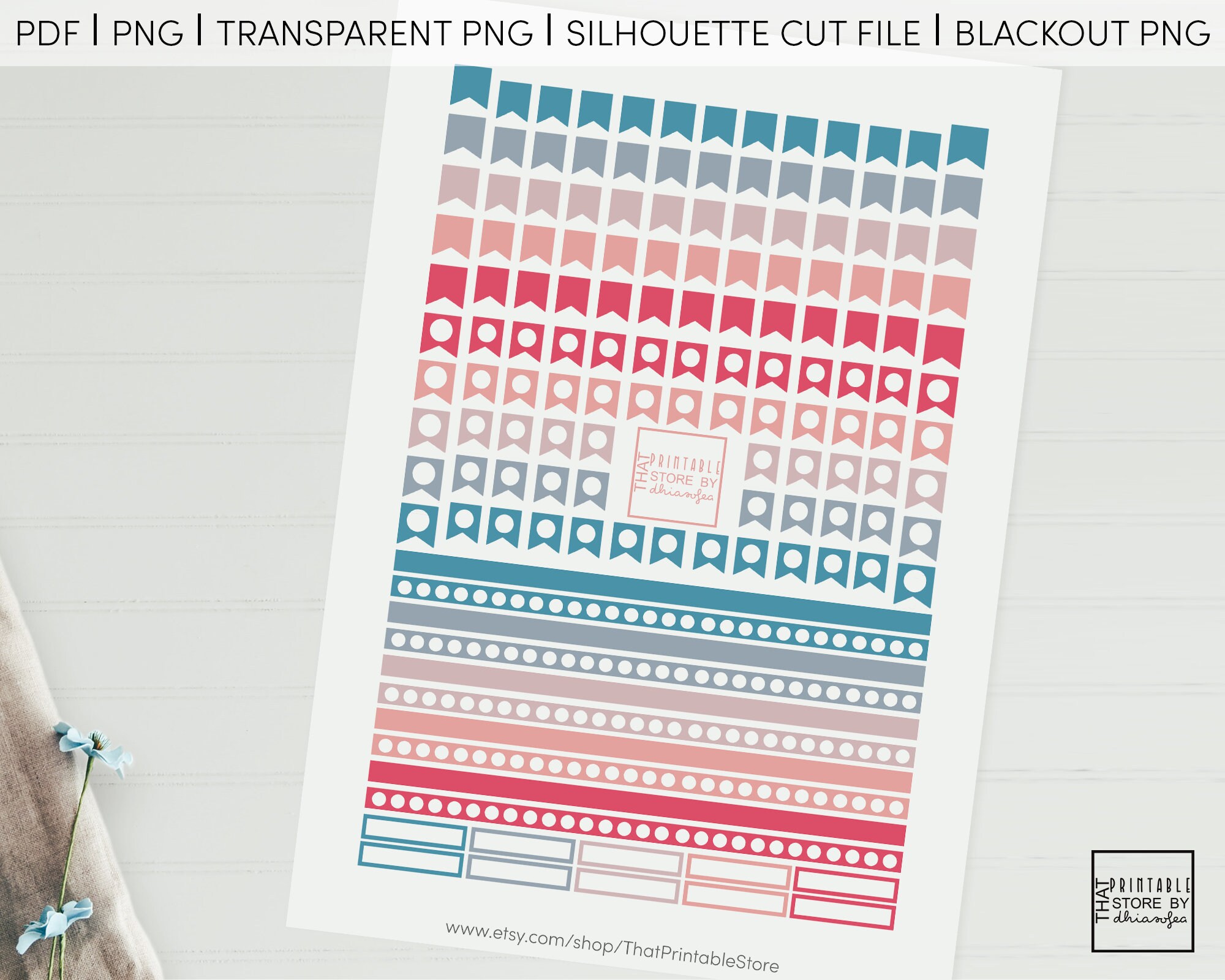 Printable Mini Dots, Shapes, Flags and Banners, Basic Stickers for ...