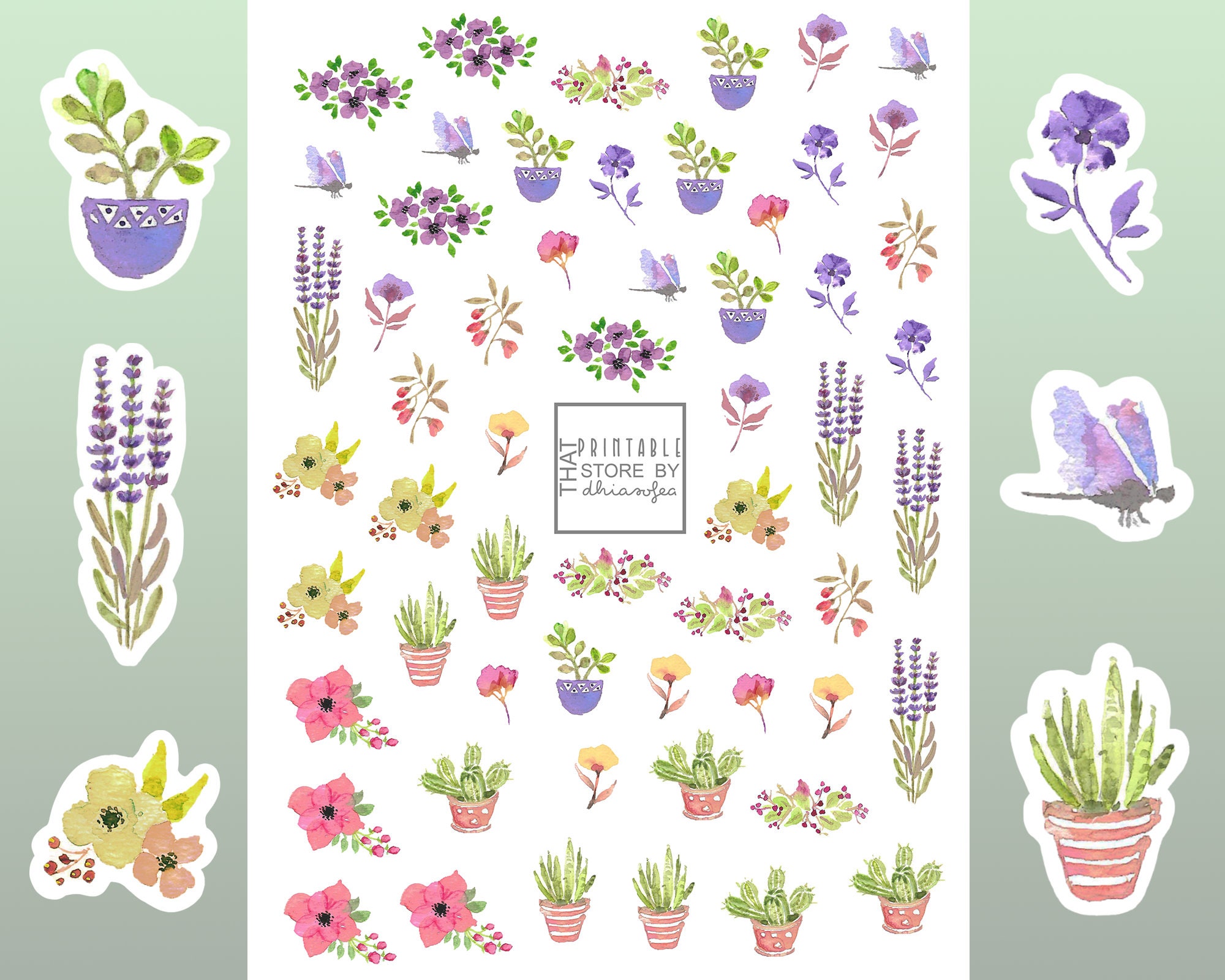 Printable Botanical & Plant Stickers A Small Garden Etsy