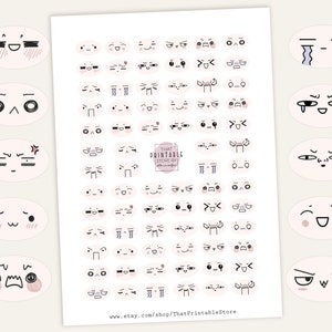 Printable Kawaii Anime Emoticon Stickers, Japanese Chibi Style Clipart ...