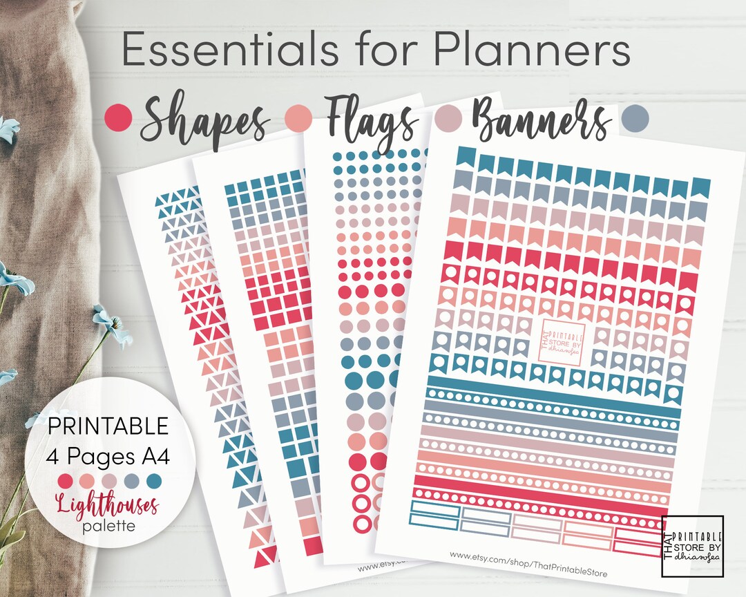 Printable Mini Dots, Shapes, Flags and Banners, Basic Stickers for ...