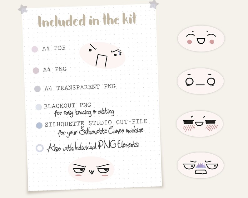 Printable Kawaii Anime Emoticon Stickers Japanese Chibi Style - Etsy