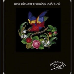 Rose blossom branches with bird