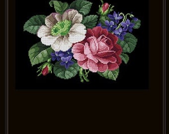 Poppy Flowers,Rose and Violet
