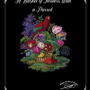 Midsize-A Basket of Flowers With a Parrot