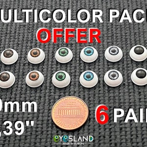 ドールアイ BJD 10 mm マルチカラーパック アクリル 6ペア