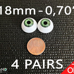 Doll eyes Bjd 18 mm Green  acrylics 4x3 Pairs Special Offer