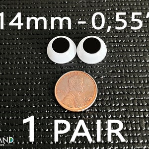 Doll eyes Bjd 14 mm Black  acrylics 1 Pair