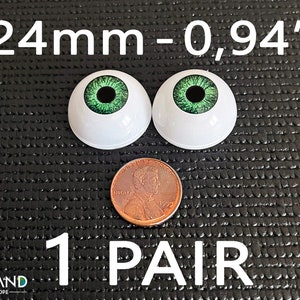 Doll eyes Bjd 24 mm Green  acrylics 1 Pair