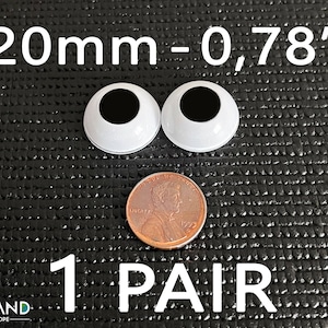 Doll eyes Bjd 20 mm Black  acrylics 1 Pair