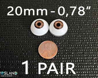 Doll eyes Bjd 20 mm Light Brown  acrylics 1 Pair