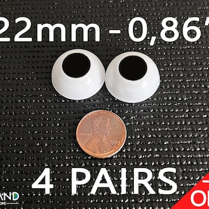 Doll eyes Bjd 22 mm Black  acrylics 4x3 Pairs Special Offer