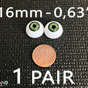 Doll eyes Bjd 16 mm Green  acrylics 1 Pair