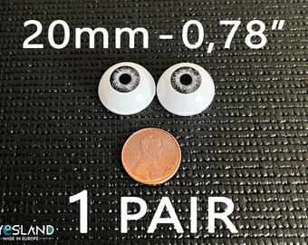 Doll eyes Bjd 20 mm Gray  acrylics 1 Pair