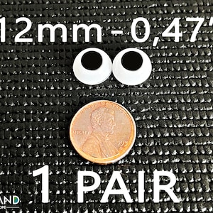 Doll eyes Bjd 12 mm  Black  acrylics 1 Pair