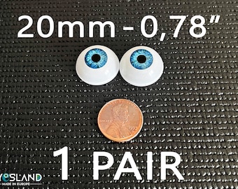 Doll eyes Bjd 20 mm Blue  acrylics 1 Pair