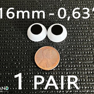 Doll eyes Bjd 16 mm Black  acrylics 1 Pair