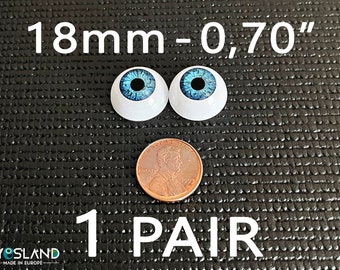 Doll eyes Bjd 18 mm Blue  acrylics 1 Pair