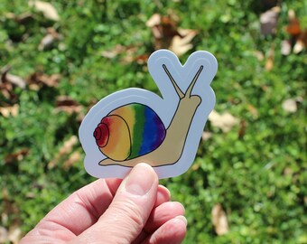 Rainbow Snail Stickers, LGBTQ stickers, Easy Peel, Laminated Vinyl, Original Artwork