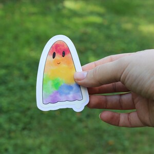 Rainbow Gay Ghost Stickers, LGBTQ stickers, Easy Peel, Laminated Vinyl, Original Artwork, Free Shipping