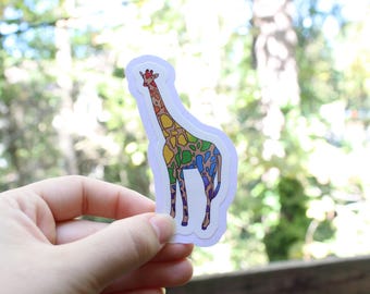 Rainbow Giraffe Stickers, LGBTQ stickers, Easy Peel, Laminated Vinyl, Original Artwork