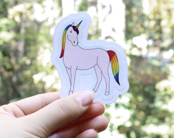 Rainbow Unicorn Stickers, LGBTQ stickers, Easy Peel, Laminated Vinyl, Original Artwork