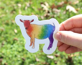 Rainbow Goat Stickers, LGBTQ stickers, Easy Peel, Laminated Vinyl, Original Artwork