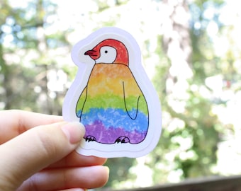 Rainbow Penguin Stickers, LGBTQ stickers, Easy Peel, Laminated Vinyl, Original Artwork