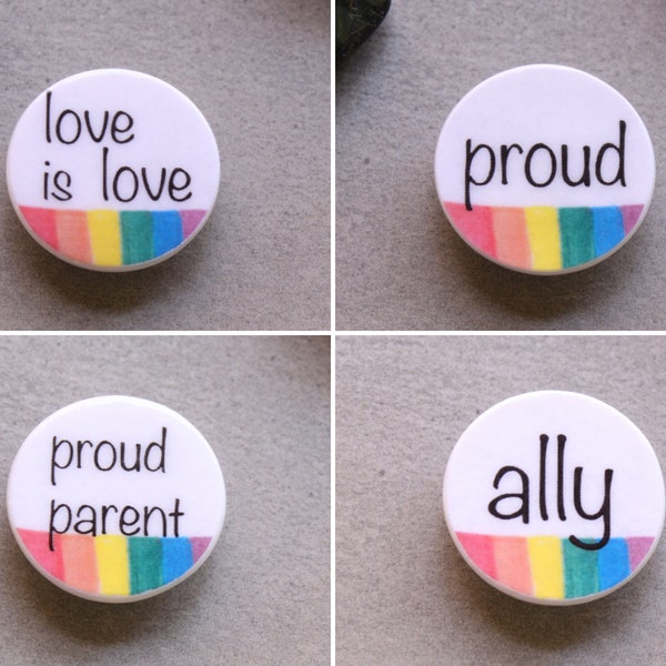 Magnetic Ally Pride Lapel Pins, Love Wins, Proud Parent, Proud, LGBTQ+ Ally, Pride Gift,  Recycled Paper, Magnetic Back