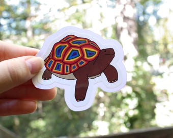 Rainbow Tortoise Stickers, LGBTQ stickers, Easy Peel, Laminated Vinyl, Original Artwork
