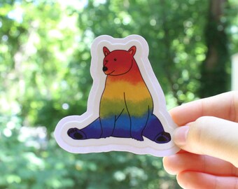 Rainbow Bear Stickers, LGBTQ stickers, Easy Peel, Laminated Vinyl, Original Artwork