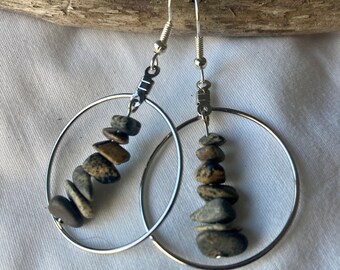 Jasper chip and hoop earrings