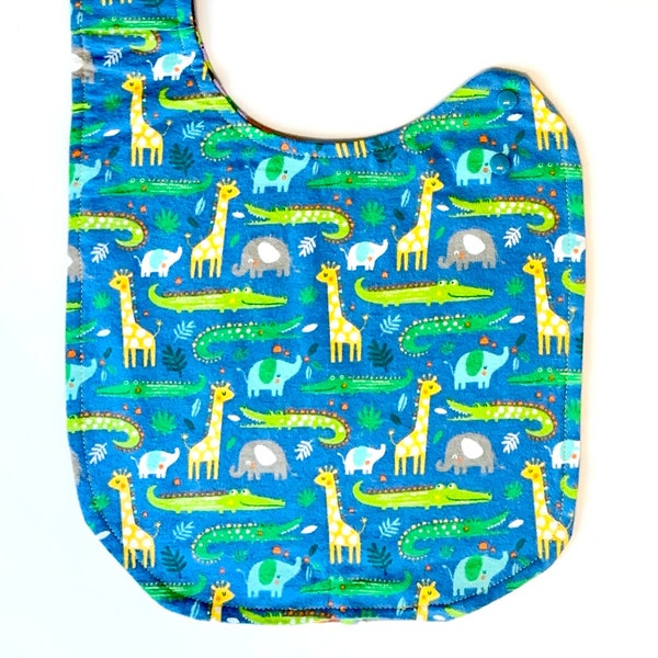 ABDL Bib, Medium - Zoo Animals - Reversible Design with Snap Closure