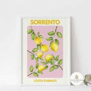 Sorrento, Amalfi Coast Lemon Wall Art Print | UNFRAMED PRINT | Home Decor | Summer Prints | Kitchen Prints | Poster | Quote Travel Prints