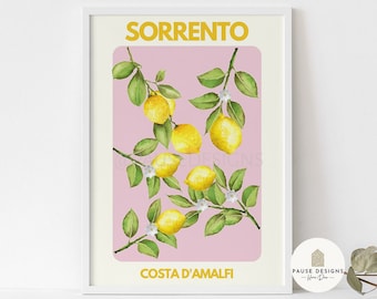 Sorrento, Amalfikust Citroen Wall Art Print | INGELIJSTE AFDRUKKEN | Woondecoratie | Zomerafdrukken | Keukenafdrukken | Affiche | Citeer reisafdrukken