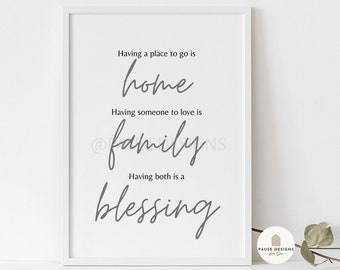 Home, Family, Blessing Typography Wall Art Print | UNFRAMED PRINT | Home Decor | A3/A4/A5 Prints | New Home Gift | Family Print