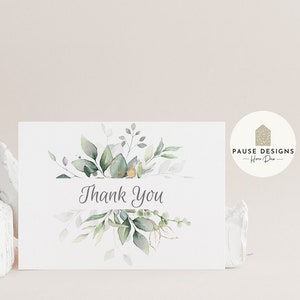 Carte postale botanique de remerciement avec enveloppe, impression aquarelle verdure avec eucalyptus, invitation non sexiste, invitations A6/A5, fête