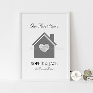 Our First Home Grey Heart Personalised Custom Wall Art Print | UNFRAMED PRINTS | Home Decor | A3/A4/A5 Prints | New Home Gifts | Poster