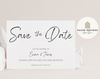 Save The Date Wedding Postcard & Envelope | Simple Save The Date Cards | A6 Size | Wedding Invitations | Wedding Stationery