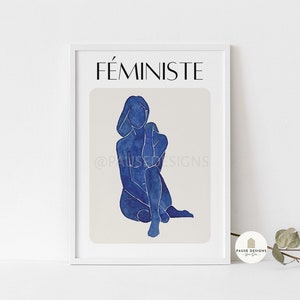 Féministe Blue Abstract Female Body Wall Art Print | UNFRAMED PRINT | A3/A4/A5 Prints | Home Decor Prints | Matisse Print | Poster